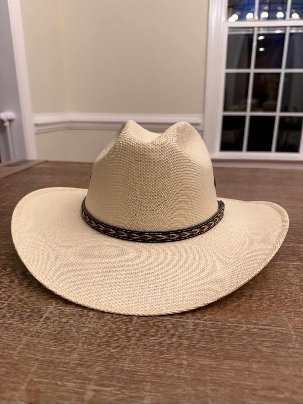 Men's Cream Straw Cowboy Hat with Braided Band